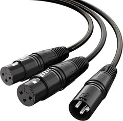 1.5ft Weatherproof XLR Y-Splitter Cable – Dual Female to 1 Male for Flexible Use