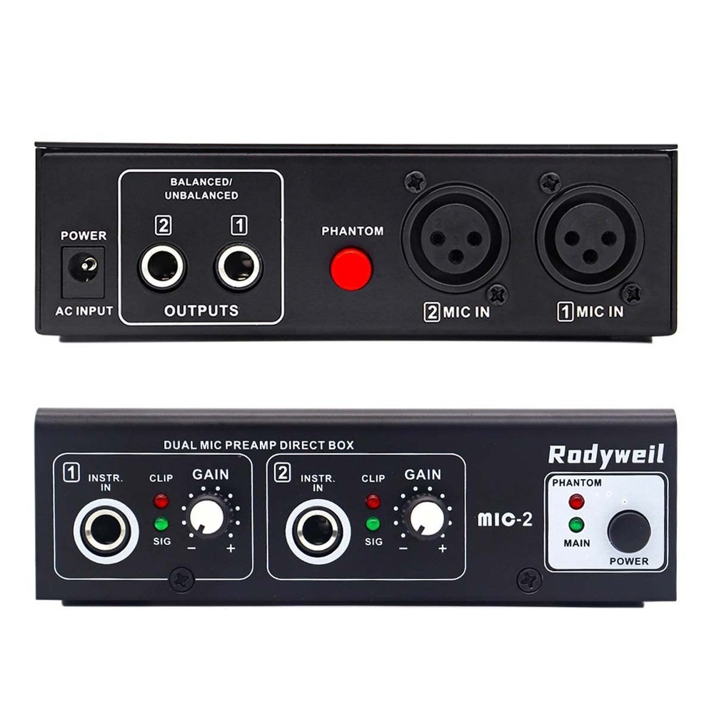 Microphone Preamp Mic Booster 4 Input Max 65db DI Box with 48V Phantom Power …