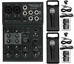 Rockville RockMix 4 Channel Pro Recording Mixer/Interface w/EQ+(2) Dynamic Mics