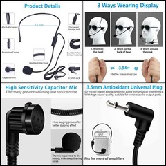 (2 Pcs) Microphone Headset Mic, Flexible Wired Boom for Voice Amplifier, 3.5Mm.
