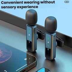 Wireless Collar Clip Microphone Smart Noise Reduction Mini Microphone, J82 Dual