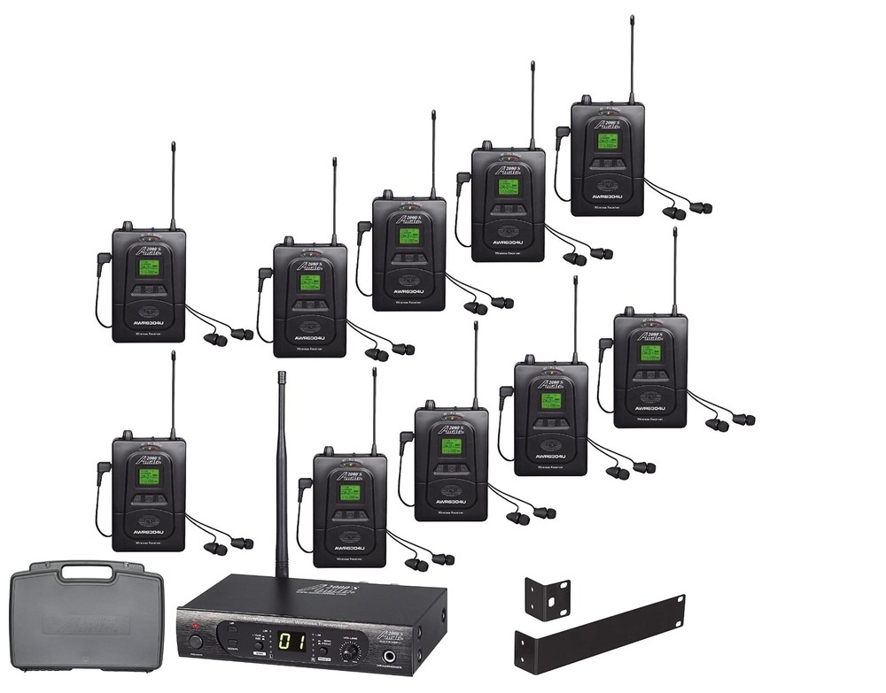 Audio2000’S AWM630DU UHF Wireless x10 in-Ear Monitor System w/ Ten Receivers New