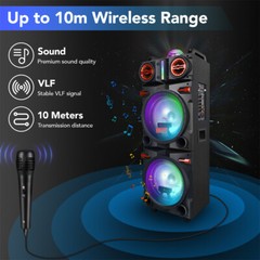 9000WDual 10″Subwoofer Bluetooth Speaker Heavy Bass Sound System DJ Party KaraoK