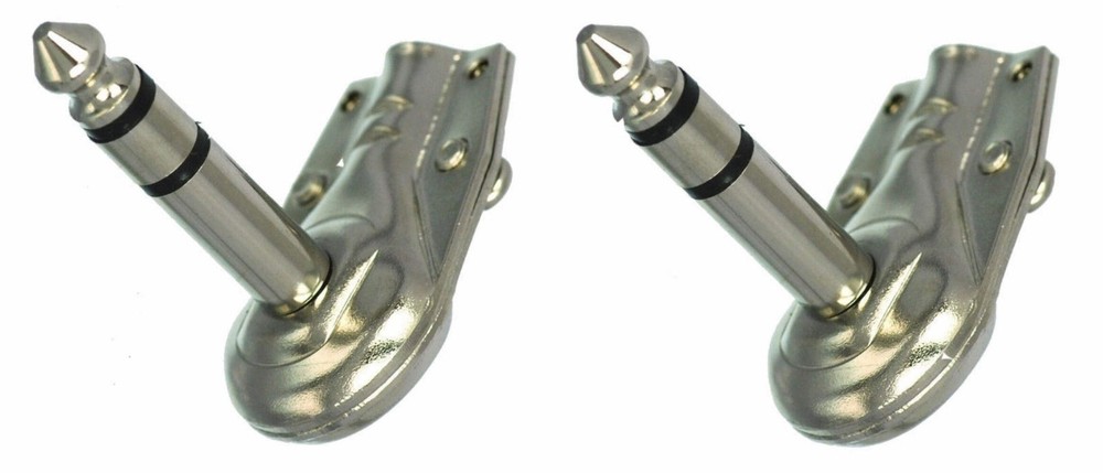 (2) PC-TJ056 1/4 6.35 mm Stereo TRS Right Angle Guitar Plug Flat Male Connector