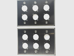 (2) Two Triple Gang Blank Wall Plate Six XLR Male / Female „D“ Stainless Steel