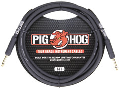 2 Pack PIG HOG PH6 6ft Patch Cable 8mm 1/4 Straight Instrument Guitar Cord Black