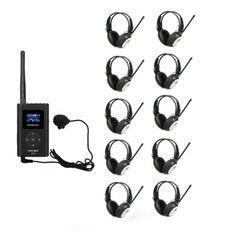 Retekess Wireless Tour Guide System Transmitter 10 Receivers for Meeting/Church