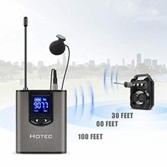Hotec Wireless System with Dual Headset Microphones/Lavalier Lapel Mics and Body