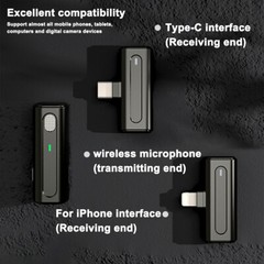 For Android/iPhone Wireless Lavalier Mini Mic Audio Video Recording Microphone.