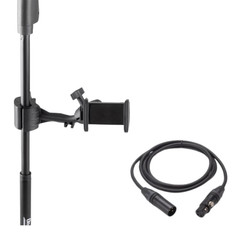 Mic Stand Smartphone Holder + 6ft Production Grade XLR Cable Vocal Studio Bundle