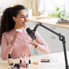 Microphone Boom Arm 360 Rotatable Adjustable Mic Stand w/ 3/8 to 5/8 Adapter