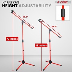 5 Core Microphone Stand Pair Floor Height Adjustable w Telescoping Boom Arm