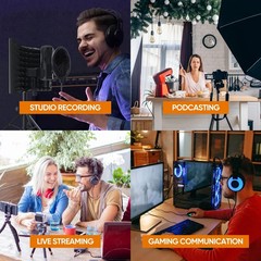Studio Recording Microphone Isolation Shield with Pop Filter and Metal Tripod