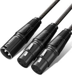 Professional XLR Y-Splitter 2 Female to 1 Male – High Fidelity 20 AWG Adapter