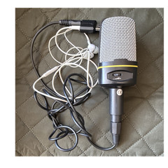 USB Condenser Microphone Large Diaphragm Adjustable Gain Black Silver