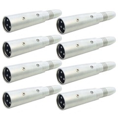 8x XLR 3P Male to 1/4″ 6.35mm Stereo Female Adapter Converter Connector Nickel