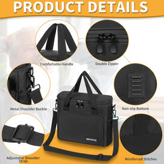 4 Slots Wireless Microphone Case with Foam, Microphone Carry Travel Bag with Sho