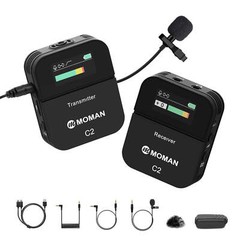 MOMAN C2 2.4GHz Wireless Lavalier Microphone for DSLR Camera Vlogging