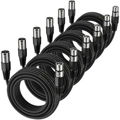XLR Microphone Cable 2 Feet – Male to Female 3 Pins Balanced Cables, 6 Pack
