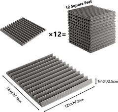 6-24- 96 x Acoustic Foam Panels Studio Noise Soundproofing Wall Tiles 12*12 inch
