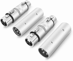 XLR Adapter 4 Pack (2-Pair), 2 Male to Male Connector & 2 Female to Female Coupl