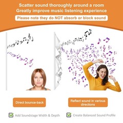 12 Pcs Acoustic Diffuser Panels 19.7″ White PVC 3D Wall Art