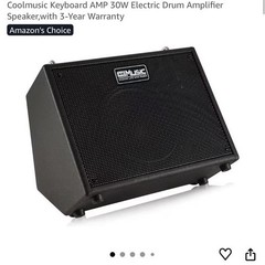 Coolmusic Keyboard AMP 30W Portable Amplifier for Keyboard/Electric Drum, Black