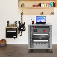 Grey 12U 19.8*22.4*23.6 in Carbon Steel Network & Stereo Rack For Nightclubs