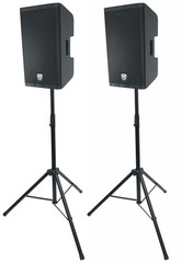 2 Rockville RVSS3 V2 Tripod Push Button DJ PA Speaker Stands+Air Assist Lowering