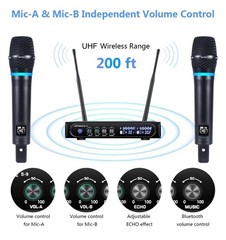 Kithouse S9 UHF Rechargeable Wireless Microphone System Karaoke Microphone