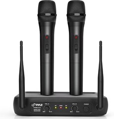 Pyle PDWM2135 VHF Wireless Microphone System w/ Dual Mics – Open Box