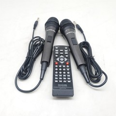 2x Karaoke USA Professional Dynamic Microphone (Corded), Black + 1x Remote