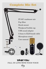ZINGYOU Condenser Microphone Bundle, ZY-007 Professional Cardioid Studio Mic