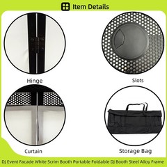 DJ Event Facade White Scrim Booth Portable Foldable DJ Booth Steel Alloy Frame