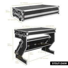 Sound Town DJ Z-Table Workstation Folding Mobile Wheels Flight Case STDJT-Z46W