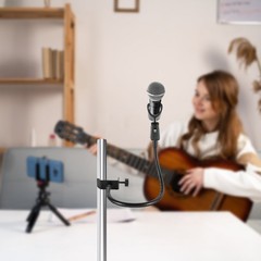 Adjustable Gooseneck Microphone Stand With Desk Clamp For Radio Broadcasting