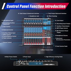 8 ChannelB Bluetooth Live Studio Audio Mixer Power Mixing Console Board w/USB