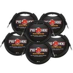 6x Pig Hog PTRS06 High Performance 1/4″ TRS Instrument Cable, 6 Feet