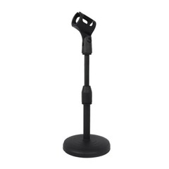 Adjustable Desktop Microphone Lifting Stand Mini Round Base with Mic Clip