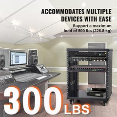 12U AV Rack Stand with Caster Wheels, Component Rack Cabinet Recording Studio…
