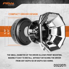 4x PRV D3220Ti Titanium Compression 2″ Driver 8 Ohm 300W + WGP14-50X Chrome Horn