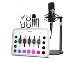 Gaming Audio Mixer Kit, XLR Audio Interface with 48V Condenser Microphone..