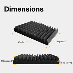 6-24- 96 x Acoustic Foam Panels Studio Noise Soundproofing Wall Tiles 12*12 inch