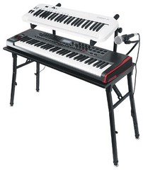 Rockville PKS44 2-Tier Keyboard/DJ Stand+Table Attachment+Gooseneck Mic Stand