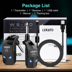 Wireless Guitar System 2.4GHz Audio Guitar Transmitter Receiver with 4 Channe…