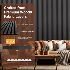 Rustic Black Oak Acoustic Wood Panels – 4 PCS for Wall & Ceiling Decor