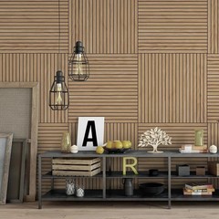4-Piece Wood Slat Wall Panel for Interior Wall Decor Noise Cancelling 47.2″ x…