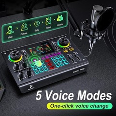 Professional Podcast Bundle with DSP Sound Card and Audio Mixer, 3.5mm Conden…