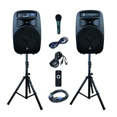 PRORECK Party 15 2000W 15″ PA System Bluetooth DJ Speakers LED Light w/Stand Mic