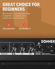 Donner DDA-20 Electric Drum Amplifier 20W 2 Channel Electric Piano Amp Portable